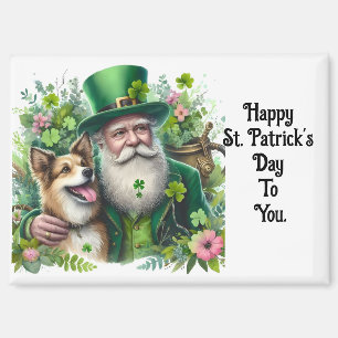 Leprechaun With Dog Magnet