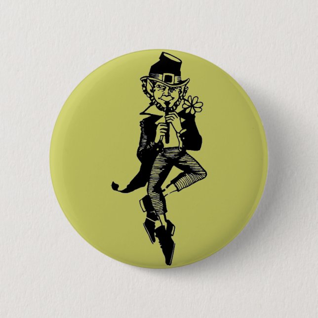 Leprechaun with Flute 2 Inch Round Button (Front)