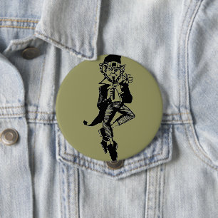Leprechaun with Flute 4 Inch Round Button