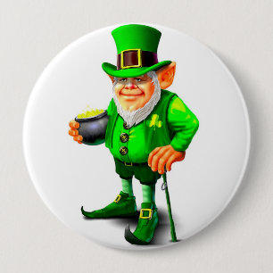 LEPRECHAUN WITH POT OF GOLD button