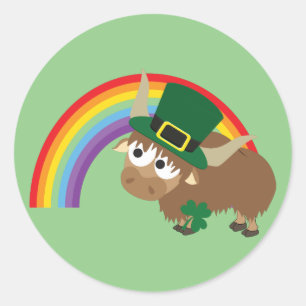 Leprechaun Yak Classic Round Sticker