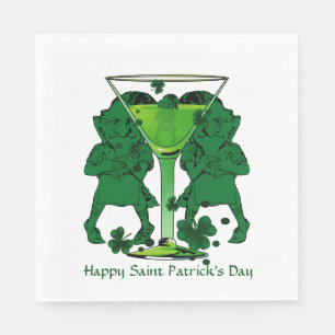 Leprechauns Cocktail Shamrocks St Patricks Day Napkin