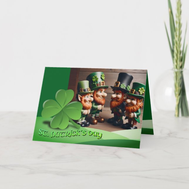 Leprechauns St Patrick's Day text HGCO2 Card (Front)