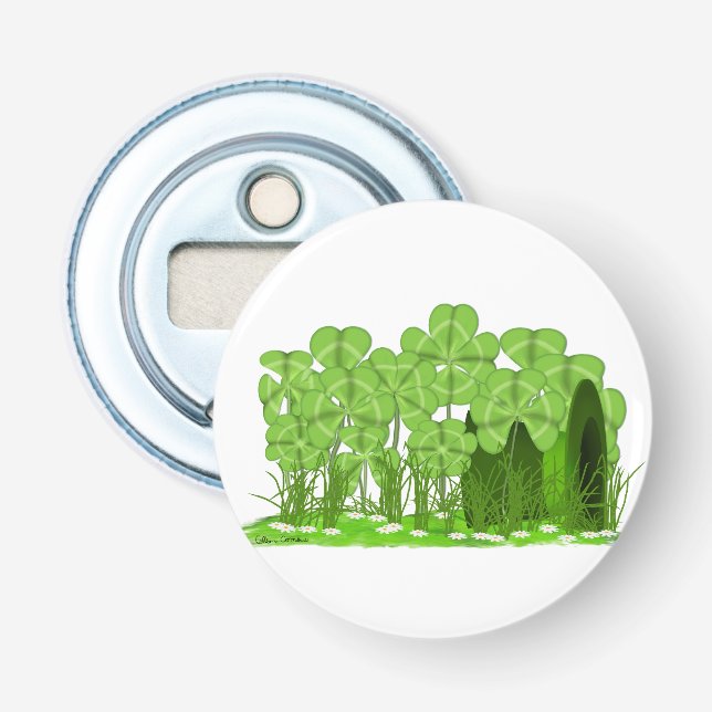 Leprechaun's Top Hat Lying in Field of Shamrocks  Bottle Opener (Front)