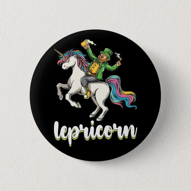 Lepricorn Leprechaun Unicorn St Patrick's Day 2 Inch Round Button (Front)