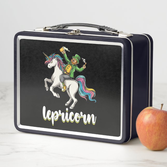 Lepricorn Leprechaun Unicorn St Patrick's Day Metal Lunch Box (In Situ)