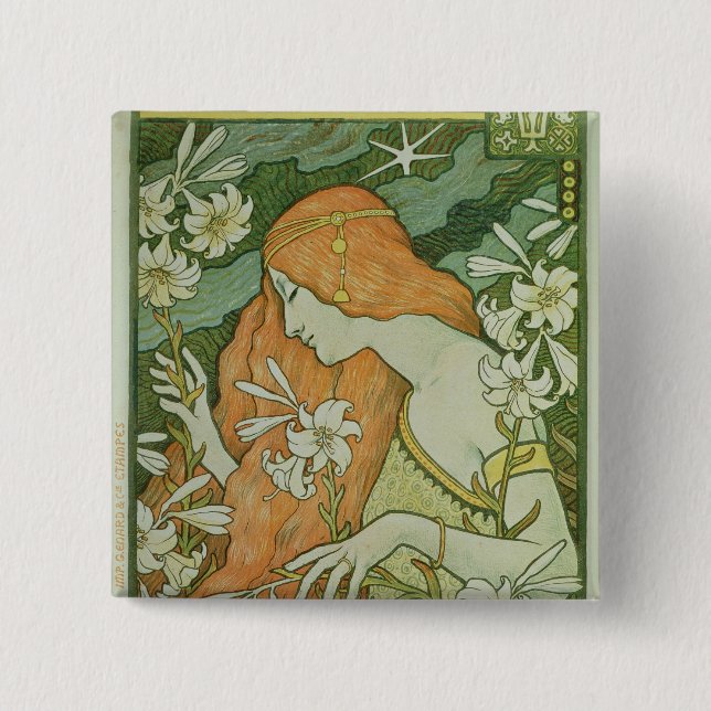 L'Ermitage 2 Inch Square Button (Front)