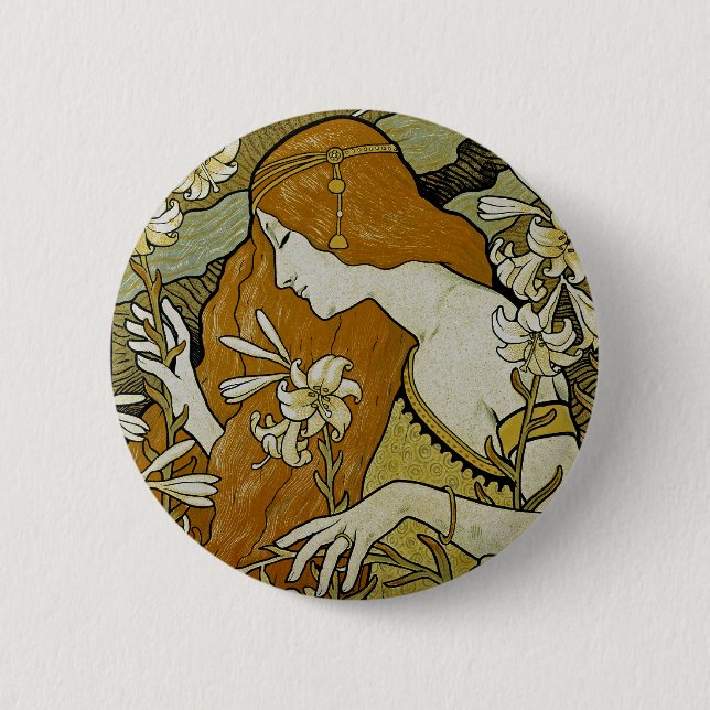 L'Ermitage Art Nouveau 2 Inch Round Button (Front)