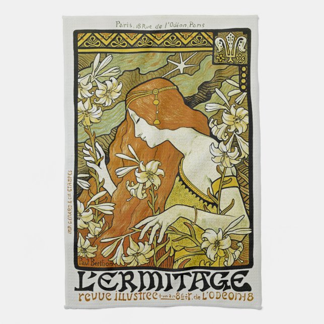 L'Ermitage Art Nouveau Floral Kitchen Towel (Vertical)
