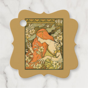 L'Ermitage French Nouveau Woman in Field of Flower Favour Tags