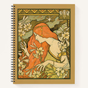 L'Ermitage French Nouveau Woman in Field of Flower Notebook
