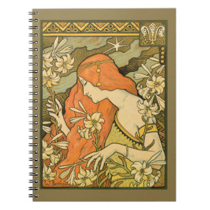 L'Ermitage French Nouveau Woman in Field of Flower Notebook