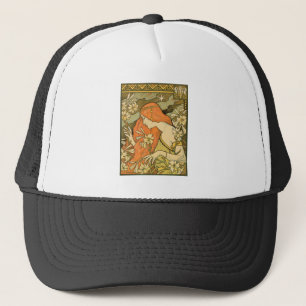 L'Ermitage French Nouveau Woman in Field of Flower Trucker Hat