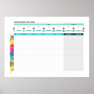 Lernuhr Zubehör Jahreskalender + Wochenkalender Poster