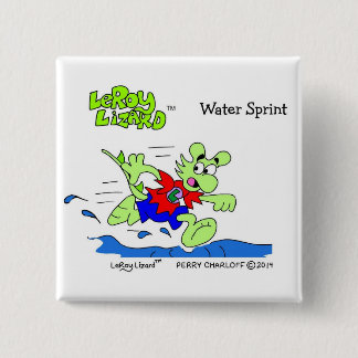 LeRoy Lizard Water Sprint Square Button / Pin