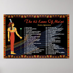 Les 42 Lois De Maat - Poster Des Affirmations Posi