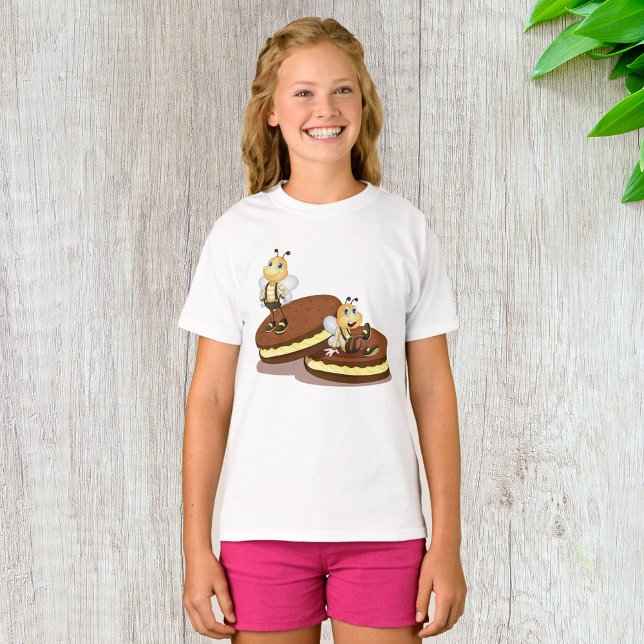 Les Abeilles Sur Deux Biscuits Filles T-shirt (Créateur téléchargé)