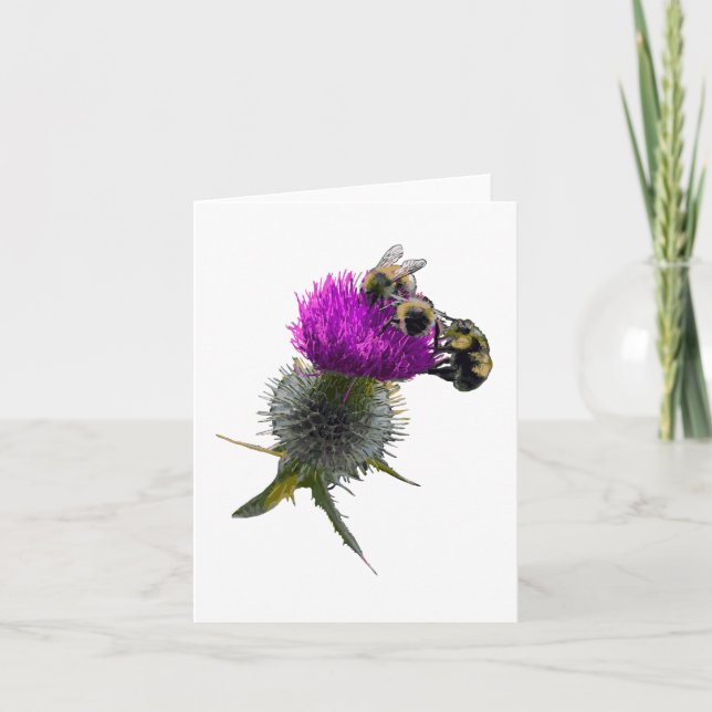 Les abeilles sur la carte à fleur de chardon (Devant)