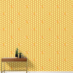 Les abeilles sur le papier peint motif nid d'abeil