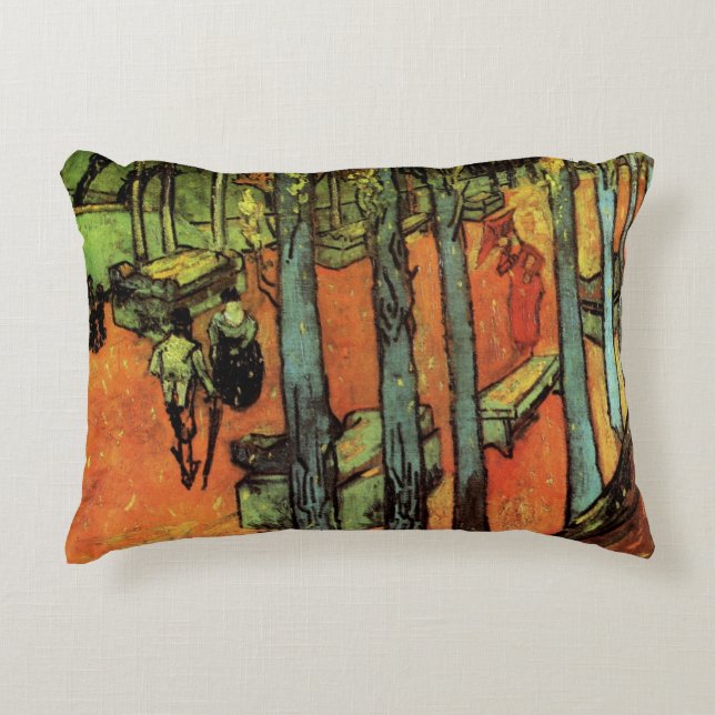 Les Alyscamps, Autumn Leaves by Vincent van Gogh Accent Pillow (Front)