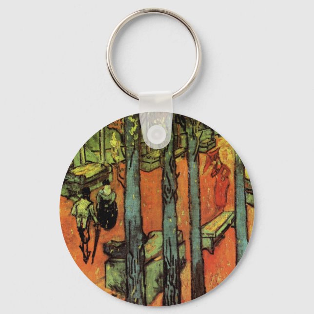 Les Alyscamps, Autumn Leaves by Vincent van Gogh Keychain (Front)