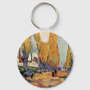 Les Alyscamps by Van Gogh. Autumn landscape Keychain