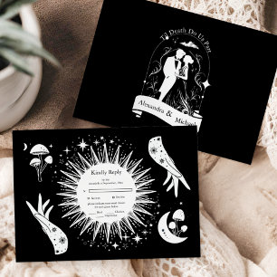 Les Amoureux Carte Tarot Mariage Noir Blanc