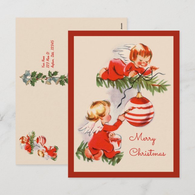 Les anges décorant la carte postale de l'arbre de  (Devant / Derrière)