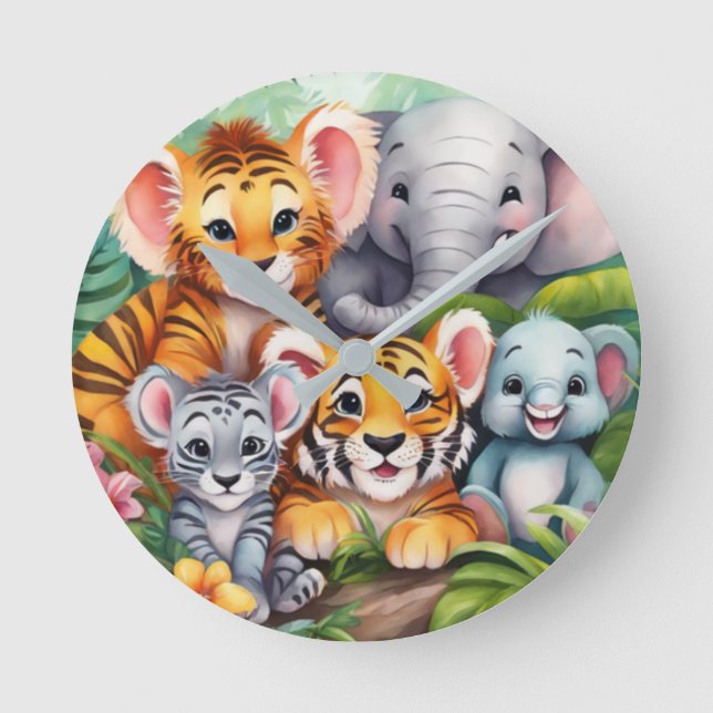 Les Animaux De La Jungle Horloge Murale Pour Les E (Recto)