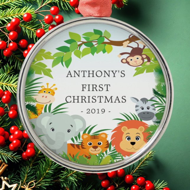Les animaux de la jungle Premier ornement de Noël  (Créateur téléchargé)