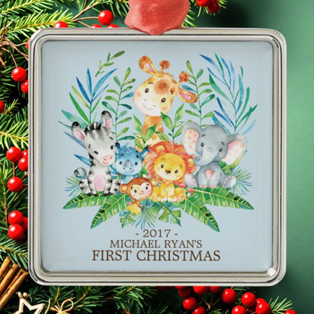 Les animaux de la jungle Premier ornement de Noël  (Créateur téléchargé)