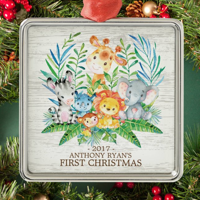 Les animaux de la jungle Premier ornement de Noël  (Créateur téléchargé)