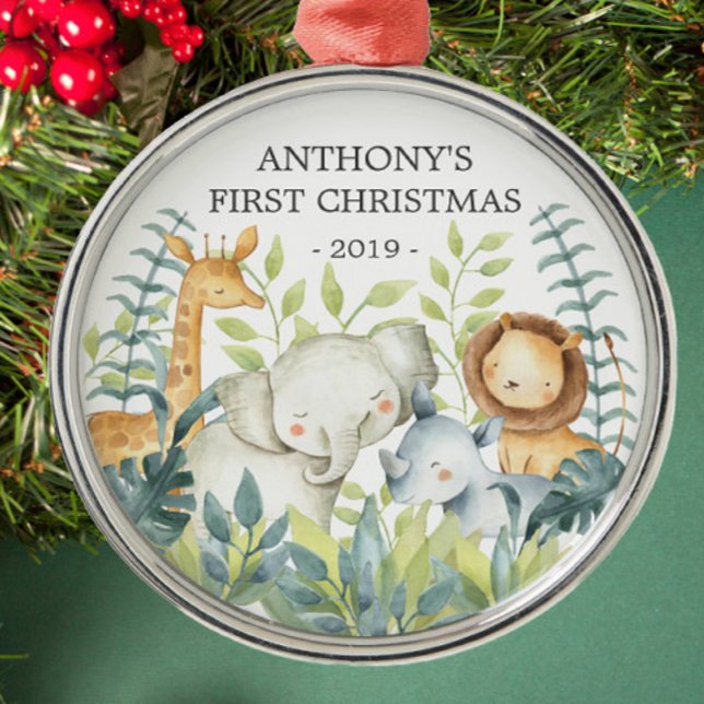 Les animaux de la jungle Premier ornement de Noël  (Créateur téléchargé)