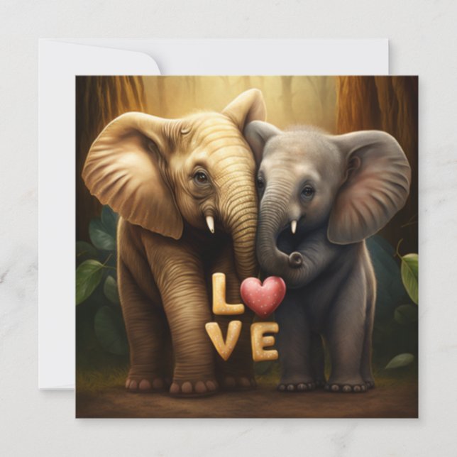Les animaux mignons en carte amour (Devant)