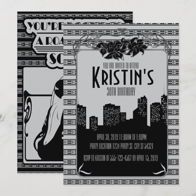 les années 1920, invitations de partie de Gatsby (Devant / Derrière)