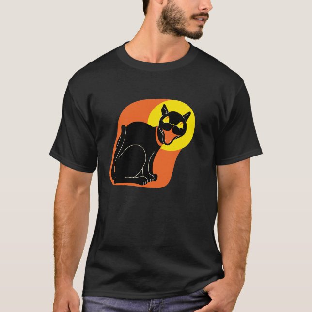 les années 1950 chat et T-shirt de lune (Devant)