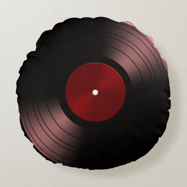 les années 70 album Vinyl Round Coussin (Devant)