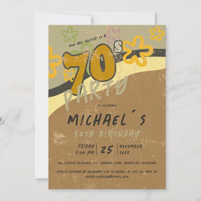 les années 70 invitation à une fête de style vinta (Devant)