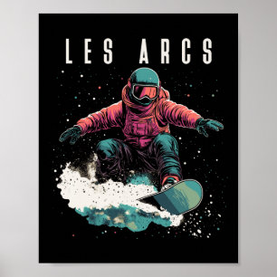 Les Arcs France Retro Snowboarding Vintage Snowboa Poster