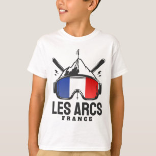Les Arcs France Ski Resort Retro Skiing  T-Shirt