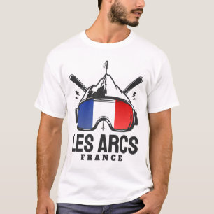 Les Arcs France Ski Resort Retro Skiing T-Shirt