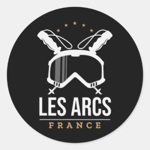 Les Arcs France Ski Resort Vintage Skiing Snowboar Classic Round Sticker