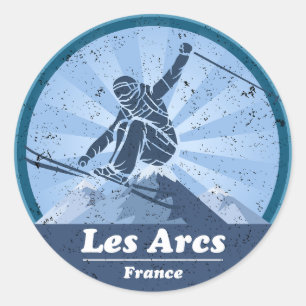 Les Arcs Ski resort - Skiing Classic Round Sticker