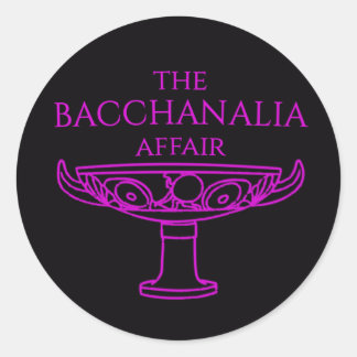 Les autocollants ronds de l'affaire Bacchanalia 