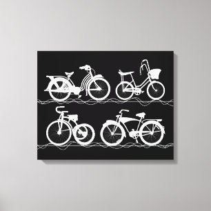 Les Bicyclettes White Canvas Print