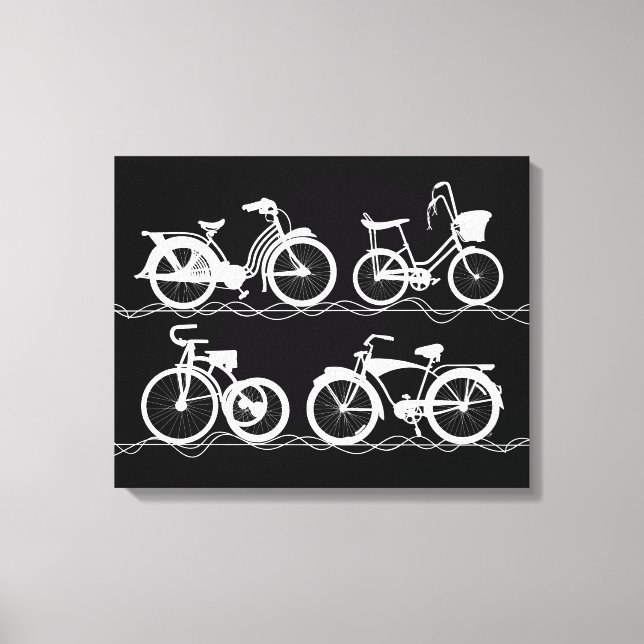 Les Bicyclettes White Canvas Print (Front)