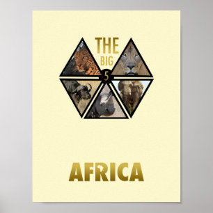 Les Big 5 Afrique Affiche 11" x 8.5"