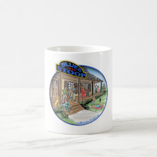 Les bleus sur la tasse de café de Stoop w/country