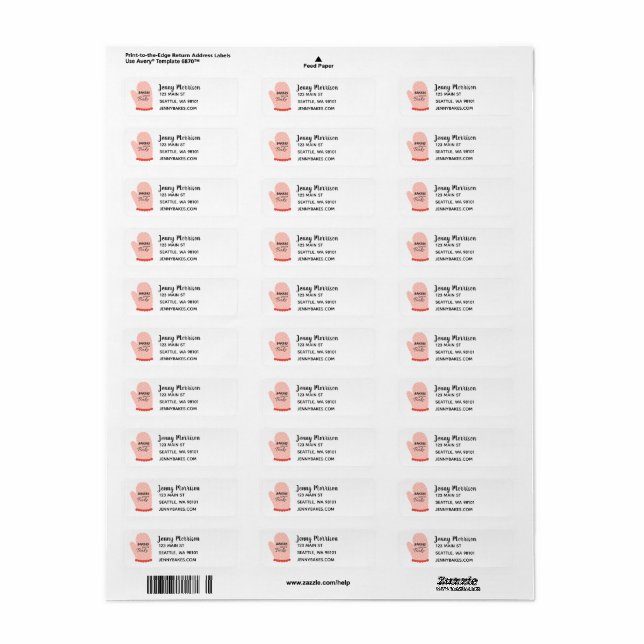 Les boulangers vont cuire Étiquettes de adresse (Feuille entière)