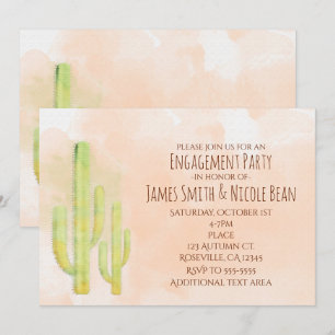 Les cactus d'aquarelle Invitations simples du sud-